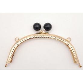 16.5 cm Siyah Toplu Oval Çanta Klipsi Çanta Bursu Light Gold